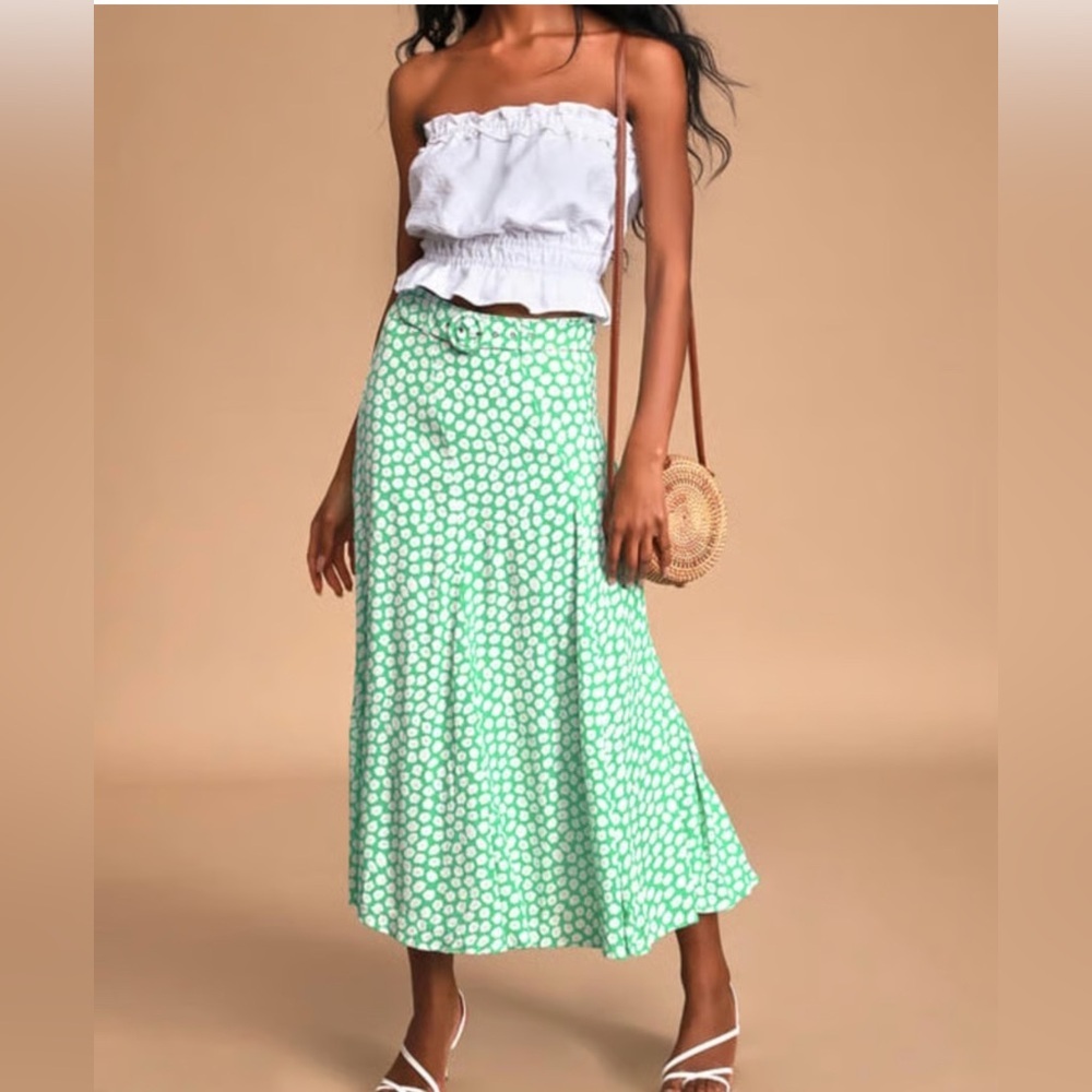 Faithfull The Brand Valensole Linen Midi Skirt Green Size 4